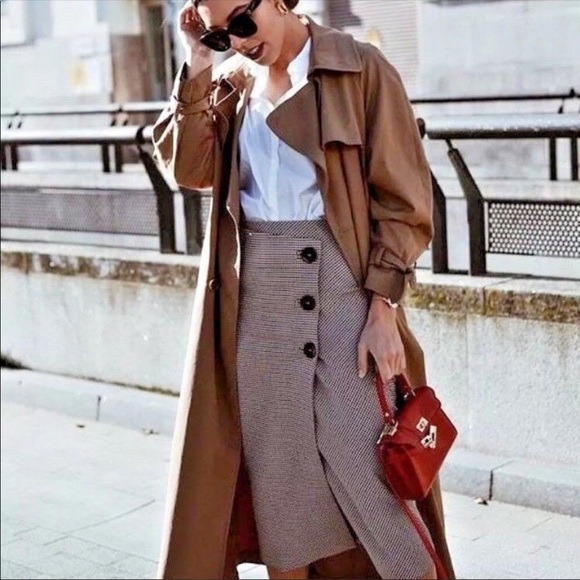 Nwt Zara Checked Wrap Midi Skirt Size M - Picture 6 of 8